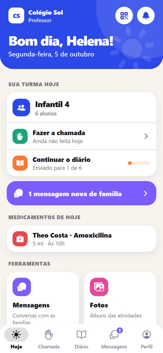 Início do app da equipe