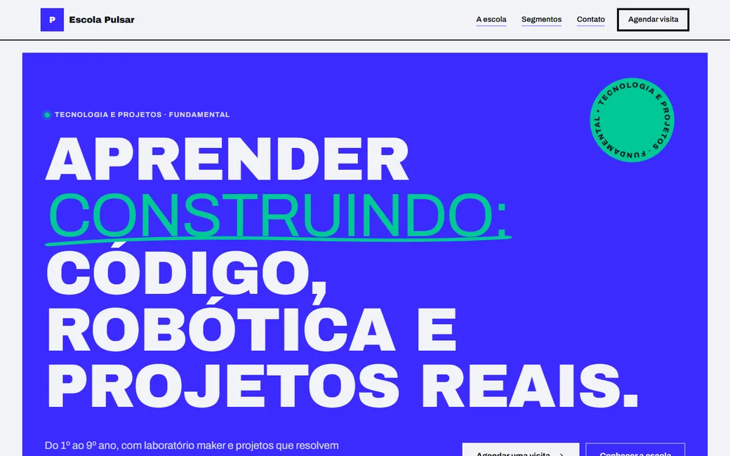 Exemplo de site: Escola Pulsar (escola fictícia)